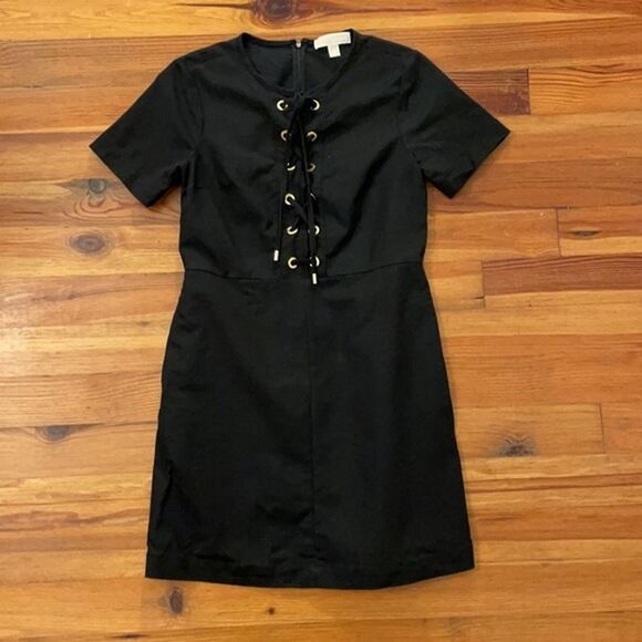 Michael Michael Kors Black Cotton Short Sleeve Dress Womens 6 - Picture 4 of 12